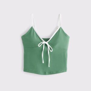 Abercrombie YPB Studioflex tie v-neck tank NWT Green Medium